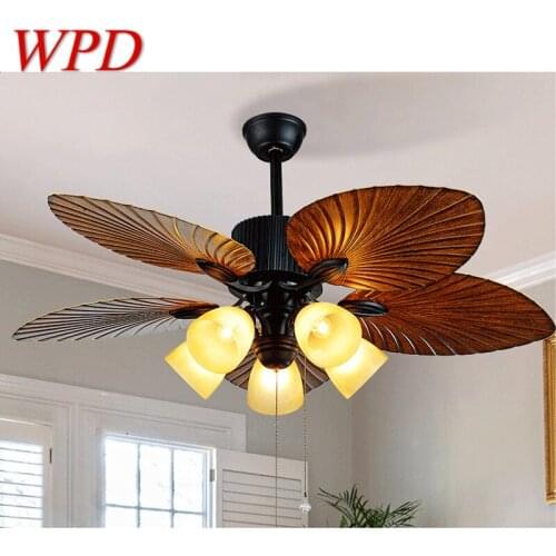 WPD Ceiling Lamps With Fan For Rooms With Wood Blade Remote Control Modern Fan Light Home Dining Room Bedroom Restaurant