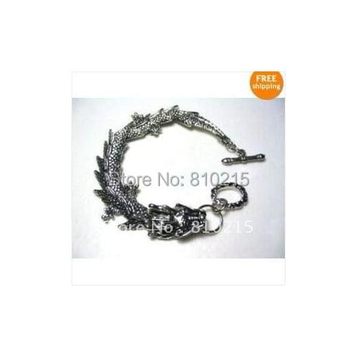 Stunning Tibet Silver Dragon Mens Bracelet Fashion Jewelry Wholesale New Free Shipping