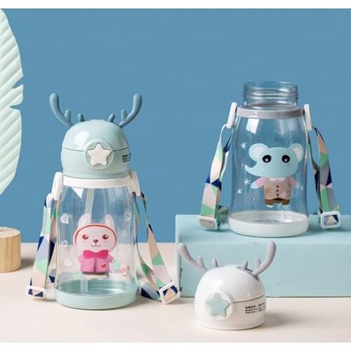 Transparent Cute Creative Water Bottle Plastic Summer Drink Bottle with Straw Eco Friendly Botellas De Agua Waterbottle Ed50sp