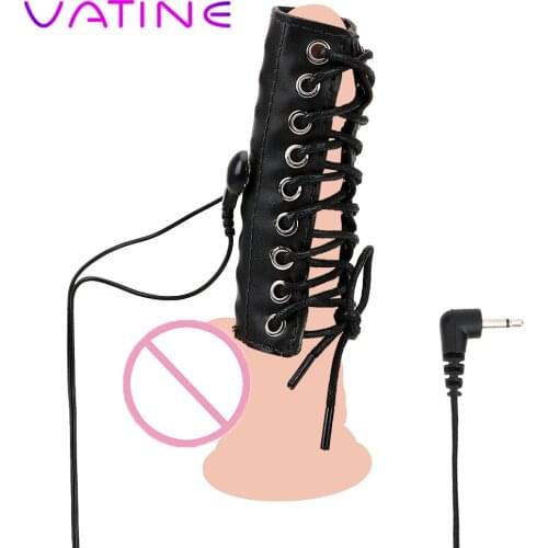VATINE Electric Shock Adjustable Penis Rings PU Leather Medical Themed Toys Sex Toys for Men Cock Extender Sex Products