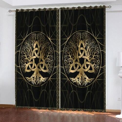 Luxury Blackout Curtain black and gold Curtains For Living Room Bedroom Modern Fashion Kitchen Curtains