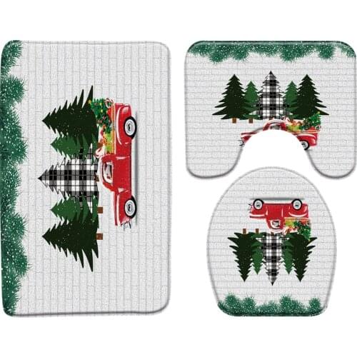 Christmas Decoration Rope Ball Bath Mat 3-Piece Set Bathroom Rugs Carpet Anti-Slip Mats Toilet Bathtub Decor Bathroom Products