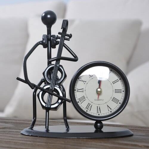 Vintage Metal Musical Clock Home Decoration Creative Iron People Model Desk and Table Clock Simple Time Recording Accessories