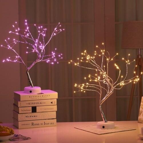 36/108 USB leds Bonsai Tree Light Gypsophila Night Light Touch Copper Wire Table Lamp Home Party Wedding Christmas Holiday Decor