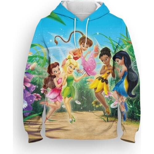 Tinker Bell Disney 3D Print Male Sweatshirt Cartoon Anime Spring Children Hoodies Harajuku Style Men Women Clothing