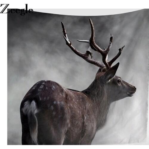 Zeegle Forest Deer Printed Tapestry For Living Room Wall Decor Sofa Chair Cover Fashion Beach Towel Bedspread Art 2 Size