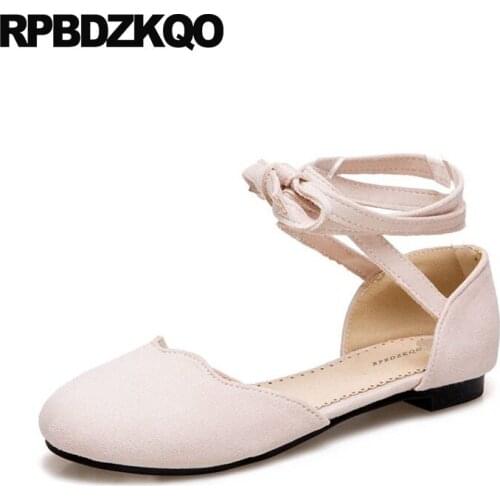 Shoes Japanese School Sandals Large Size 43 Women Ankle Strap 10 Lace Up 33 Round Toe 11 Soft Ballet Flats Suede 42 Ballerina