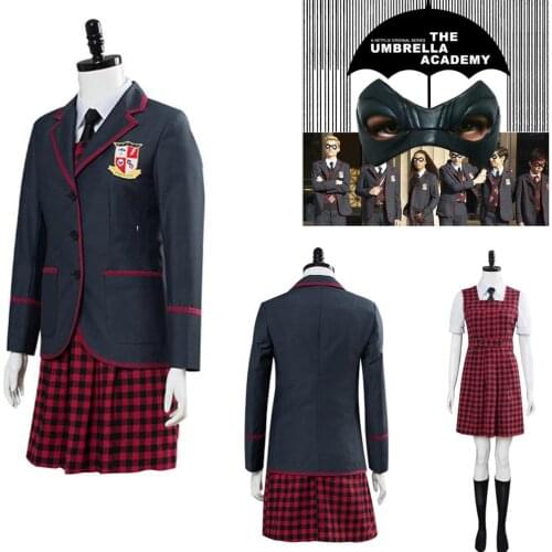 Anime The Umbrella Academy Girls School Uniform Vanya Allison Cosplay Costume Halloween Carnival Party Suits for Women Skirt Set