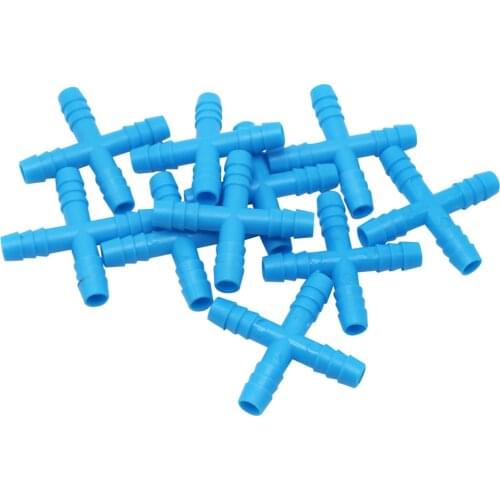 100 Pcs 8mm Cross Hose Barb Four Way Plastic Connector Pipe Fitting Adapter For Aquarium Fish Tank Air Pump Breeding Water Line