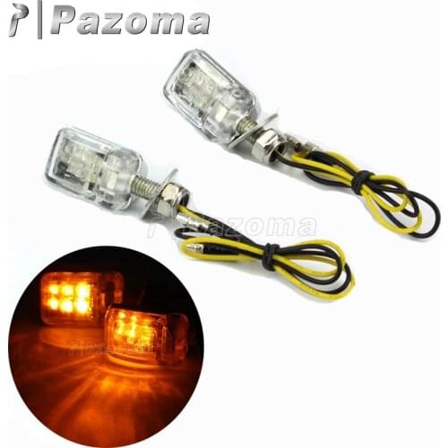 2pcs Euro Clear LED Turn Signal Lights Motorcycle E-Mark Mini Indicators Amber Blinker 6x Led for Honda Suzuki Kawasaki Yamaha