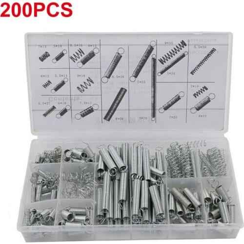 200pcs Spring Assortment Spiral Spring Galvanized Spring Set Spring Rate Extension Spring