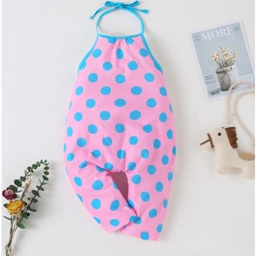 2020 Cute Strap Girls Kids Romper Summer Cotton Jumpsuits Suspender Trousers Baby Girls Clothes Cool Dot Print Infant Rompers