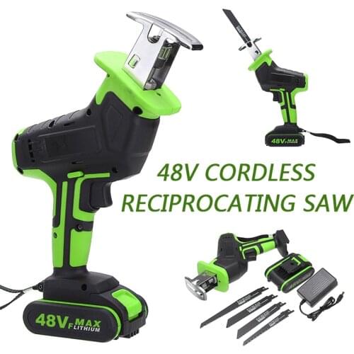 48V Cordless Logging Chainsaw With 4 Saw Blades Electric Wood Metal Reciprocating Saws Metal Cutting Woodworking Power Tool
