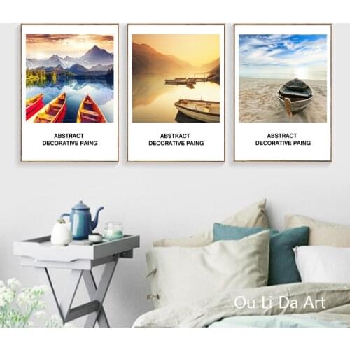 New no frame abstract boat off the coast canvas printings oil painting printed on canvas home wall art decoration picture