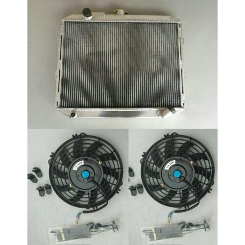 Aluminum Radiator + FANS For Mitsubishi Pajero/Montero NA,NB,NC,ND,NE,NG L04-G/L041G-L049G NS,NT,NW V12V-V98W MT