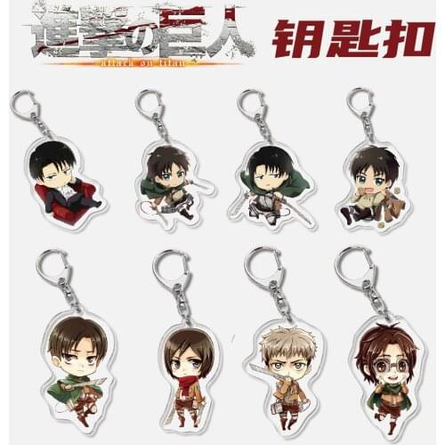 Anime Attack on Titan Cosplay Acrylic Keychain Toy Eren Ackerman Figures Keyring Double-sided Key Chain Pendant Gift