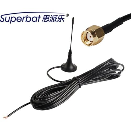 Superbat 868Mhz 3dbi Radio Antenna Black RP-SMA Plug Aerial Signal Booster 70mm 60W Magnetic Base 5M Cable for Ham Radio