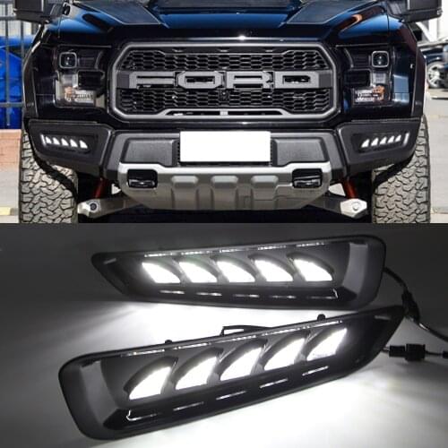 Car Flashing 1 Set For Ford Raptor SVT F150 2016 2017 2018 2019 2020 Turn Signal Fog Lamp Car DRL LED Daytime Running Lights