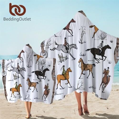 BeddingOutlet Equestrian Hooded Towel England Tradition Horse Riding Bath Towel With Hood Sports Wearable Beach Wrap Blanket