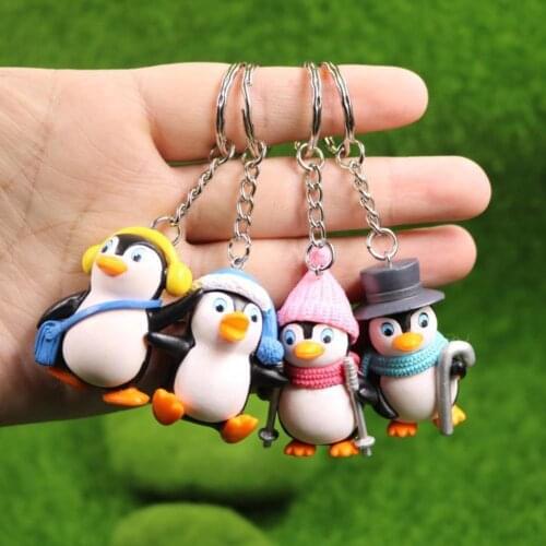 5pcs/set Cartoon Animal Penguin Keychain Birthday Christmas Gift Student Bag Adult Car Backpack Jewelry Accessories Random Color