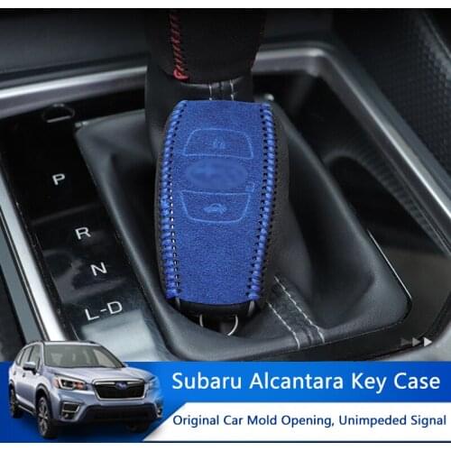 QHCP Car Key Cover Suede Leather Remote Key Case Bag Sleeves Protective Shell For Subaru Forester Outback XV Legacy Accessories