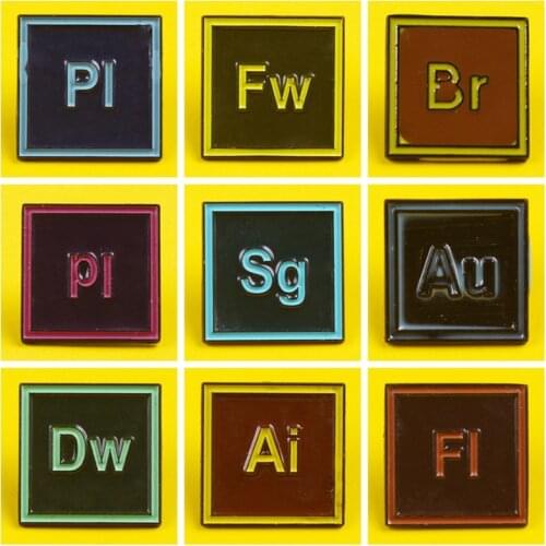 Colour Adobe Design Software AI LR AE PR Photoshop Enamel Lapel Cool Pins Badges Brooches For Artists Friend Gift Jewelry