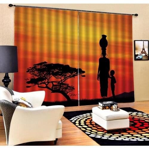 Decoration curtains 3D Curtain Luxury Blackout Window Curtain Living Room sunset curtains auturn scenery curtains