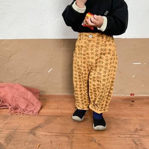 Childrens Pants 2021 Autumn New Boys and Girls Cute Five Pointed Star Printed Pants Cotton Casual Korean Pants Kids Clothes