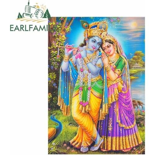EARLFAMILY 13cm x 9.2cm for Lord Radsha Krishna Hindu Car Stickers Decal VAN Bumper Cartoon Motorcycle Graphics Car Accessories