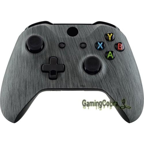 EXtremeRate Brushed Silver Patterned Front Housing Shell Case Replacement Part for Xbox One X & One S Controller (Model 1708)