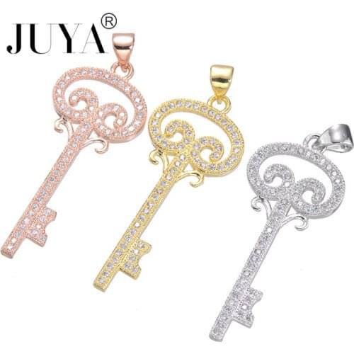 Jewelry Making Supplies Copper Zircon Key Charm Pendants For Women jewelry making Handmade DIY Bracelet Necklace Findings