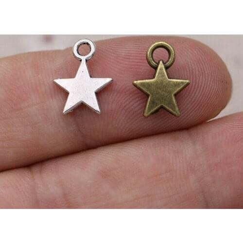 50pcs Antique Bronze Plated Star Charms Pendants for Jewelry Making Jewelry Findings DIY Handmade Craft 12x9mm
