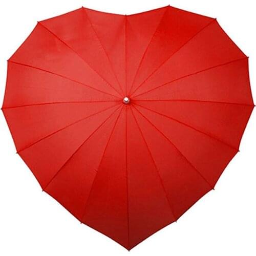 Hot sale Love Heart Umbrella - Red Heart-shaped Red Wedding Sun Rain Umbrella