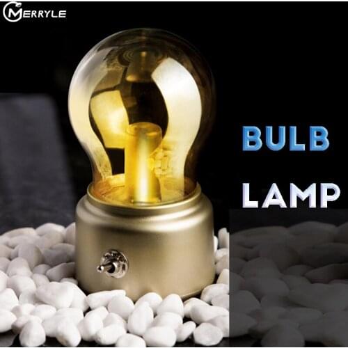 Creative Retro Bulb Lamp USB Charging Sleeping Lamps Lighting Decor Ambient Lights Desk Lamps Night Light Metal Toggle Switch