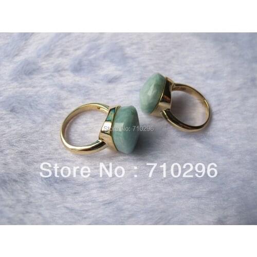 Brass ring natural amazonite gem stone ring fashion jewelry ring
