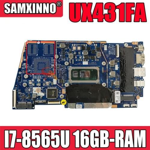 UX431FA/FN Laptop Motherboard For ASUS ZenBook-14 UX431FA UX431FN UX431F Original Mainboard 16GB-RAM I7-8565U GM test full 100