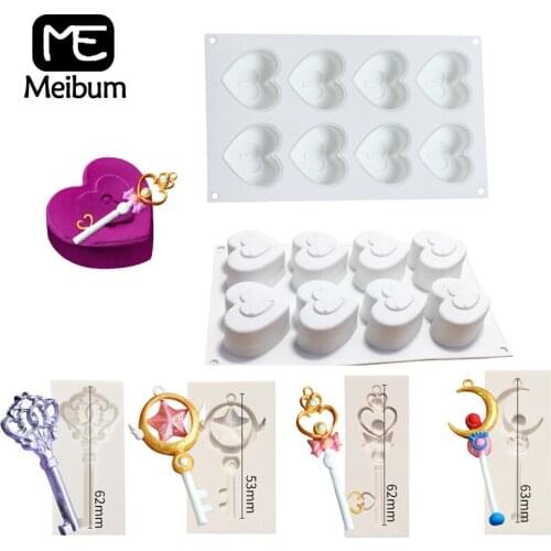 Meibum 4 Style Love Lock＆key Shape Silicone Cake Mold Muffin Chocolate Mousse Baking Moulds Dessert Pastry Tools Accessories