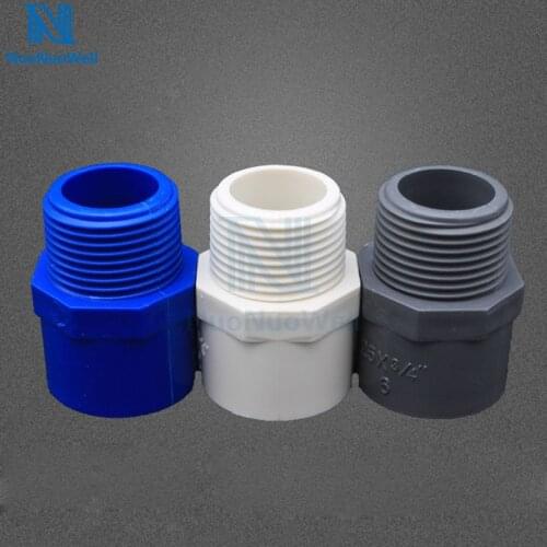 NuoNuoWell 20mm Socket x 1/2'' Male BSP Thread Adaptor PVC Connector Water Pipe Fittings Hose Repair 2PCS