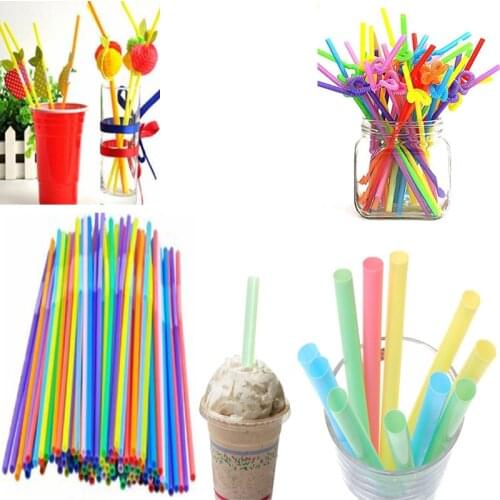 33/50/100Pcs Disposable Plastic Drinking Straws Multi-Color Beverage Plastic Straws Birthday Celebration Party Supplies