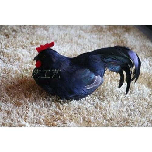 About 30x20x22cm chicken black hen toy fur & feathers hard model home decoration birthday gift h1146
