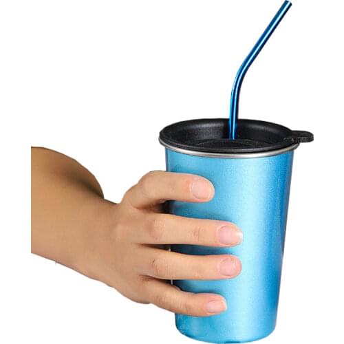 Online star Baking Varnish 304 Stainless Steel Beer Jar With lid Nordic Style Single Layer Cold Drink Juice Cup Household Cup