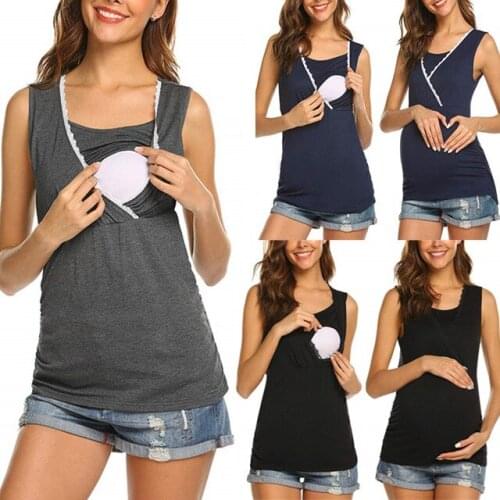 New womens breastfeeding maternity dress breastfeeding shirt sleeveless casual womens summer T-shirt