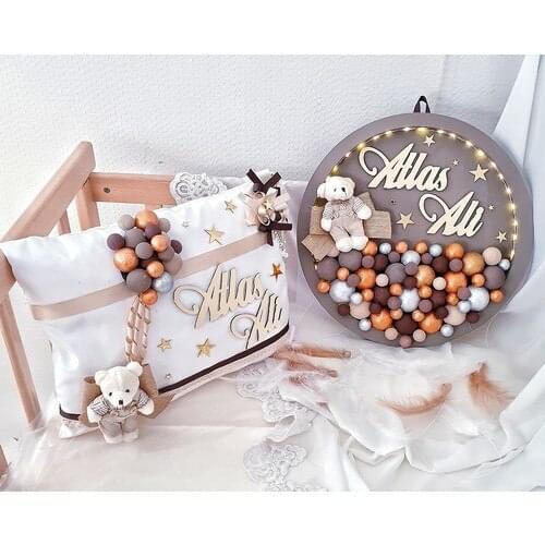 The Teddy Bears Lighted Wood Board Bubble door Ornament And Jewelry pad set