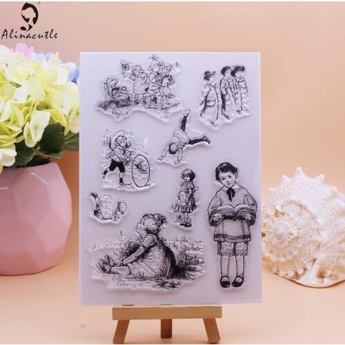CLEAR STAMPS Cute Children Kids Girl Boy Character Scrapbooking Handmade Card Album Paper Craft Rubber Transparent Silicon Stamp
