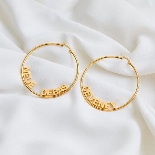 HUHUI Custom Name Hook Earrings Personalized Nameplate Stainless Steel Gold Color Earrings Women Girl Jewelry Anniversary Gift