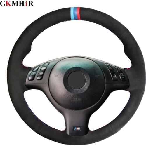 DIY Hand-stitched Black Suede Car Steering Wheel Cover for BMW E39 E46 330i 525i 530i 540i 330Ci M3 20012002 2003