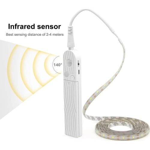 Motion Sensor LED Cabinet Light 1M 2M 3M Under Bed Stairs Wardrobe Lamp Tape Waterproof 5V USB LED Strip Closet Night Light