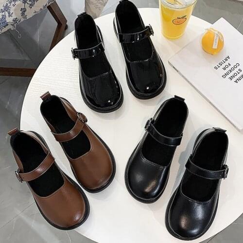 Spring Autumn Lolita Shoes Buckle Mary Janes Shoes Patent Leather Shallow Woman Flats Girls Shoes Size 34-40 zapatos mujer 8679N