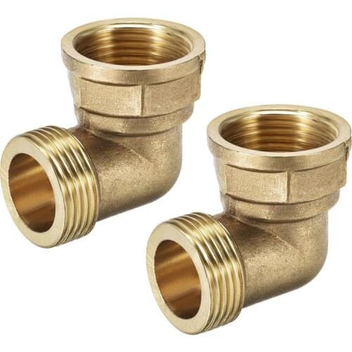 Uxcell 2pcs Brass Pipe Fitting 90 Degree Elbow 1-inch BSP Male X 1-inch BSP Female