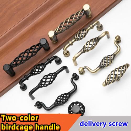 Bird Cage Handle Hollow European Black Handle Single Hole Cabinet drawer Knobs And Wardrobe Door American For Furniture muebles